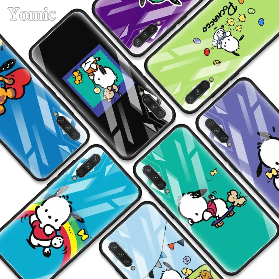 

Cartoon Pochacco Dogs Tempered Glass Phone Case for Xiaomi A3 Lite Redmi Note 7 6 Pro K20 Pro Redmi 7 Soft Edge Cover