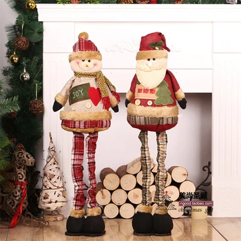 

85cm Retractable Christmas Santa Claus Snowman Dolls Christmas Decorations for Home Navidad Figurine Christmas Gift for Kid