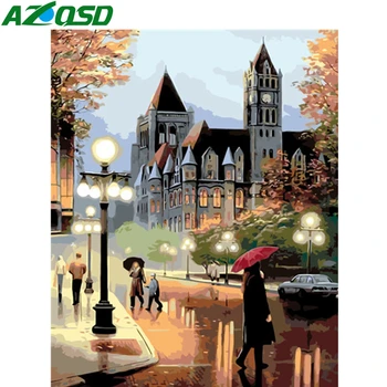 

AZQSD Pictures Oil Painting By Numbers Street Arcylic Painting By Numbers Landscape Home Decor Painting Kits HandPainted