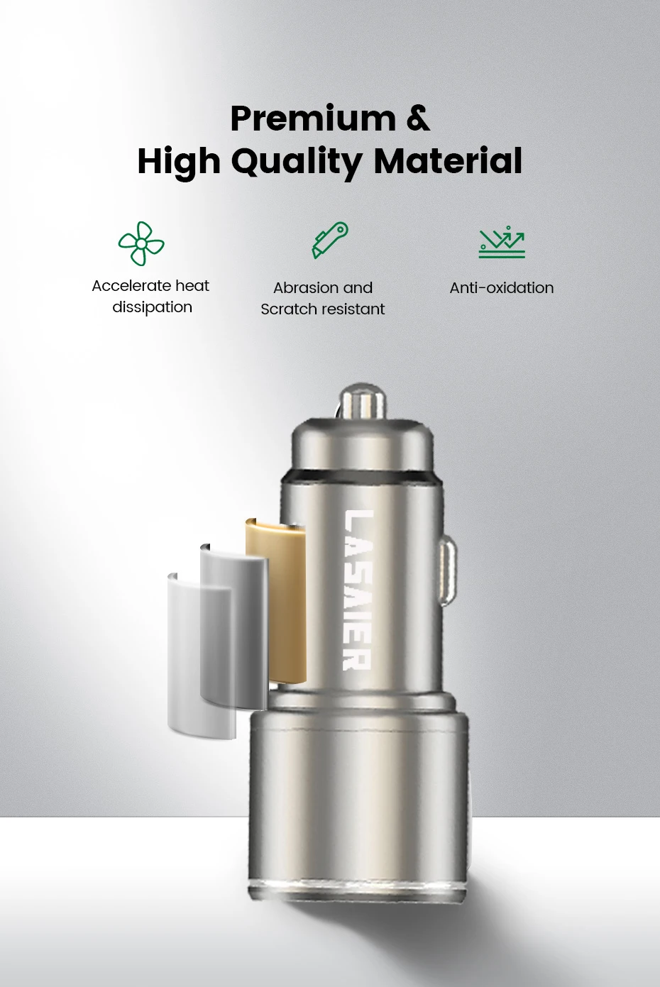 65 watt car charger Lasaier Quick Charge 3.0 36W QC Car Charger for Samsung S10 9 Fast Car Charging for Xiaomi iPhone QC3.0 Mobile Phone USB Charge phone charger
