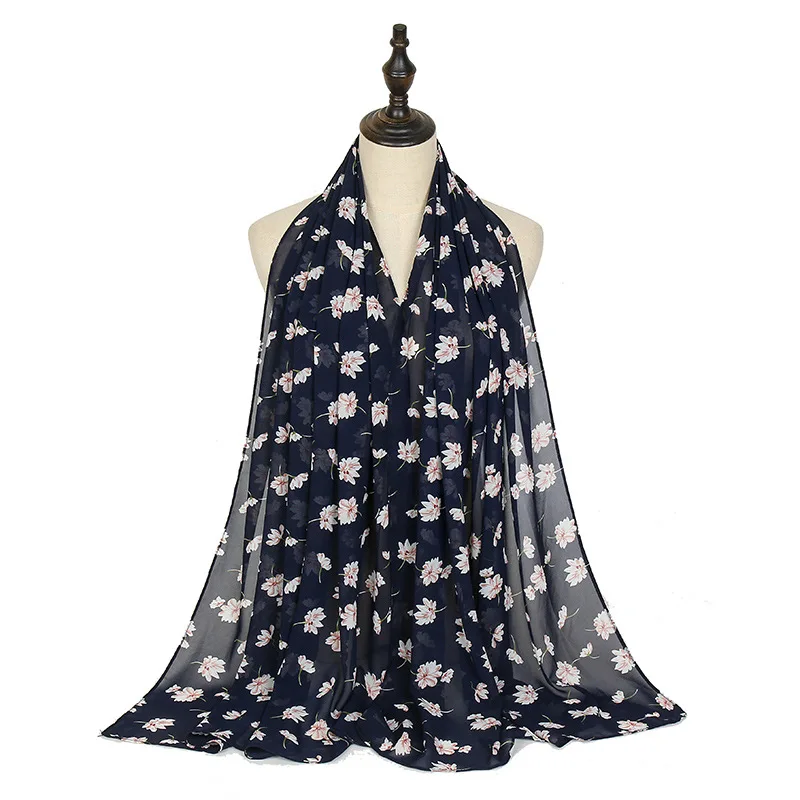 15 Colors Fashion Luxury Floral Bubble Chiffon Instant Hijab Ladies Print Shawls and Wraps Bufandas Muslim Bonnet Caps 180*70Cm