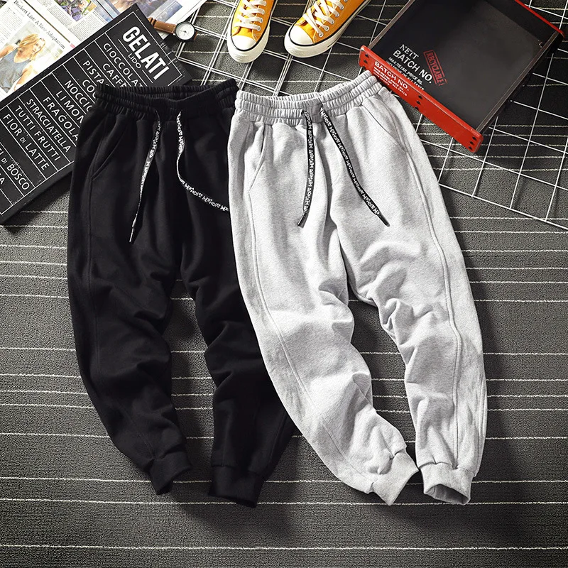 

New Style Men Autumn Sweatpants Casual Pants Beam Leg Sports Ninth Pants Versatile Trousers Trend Sports Thick Sweatpants