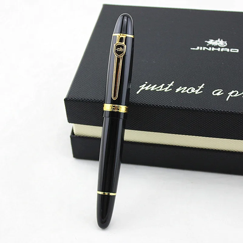 

Jinhao Luxury gold clip ink pen original Iridium fountain pen students practice calligraphy 0.5mm/1.0mm nib ink cartridge select