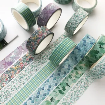 

Original Collection Paper Washi Tape 15mm Green Leaf Fruit Plant Plaid Mosaic Adhesive Masking Tapes Home DIY Art Stickers F825