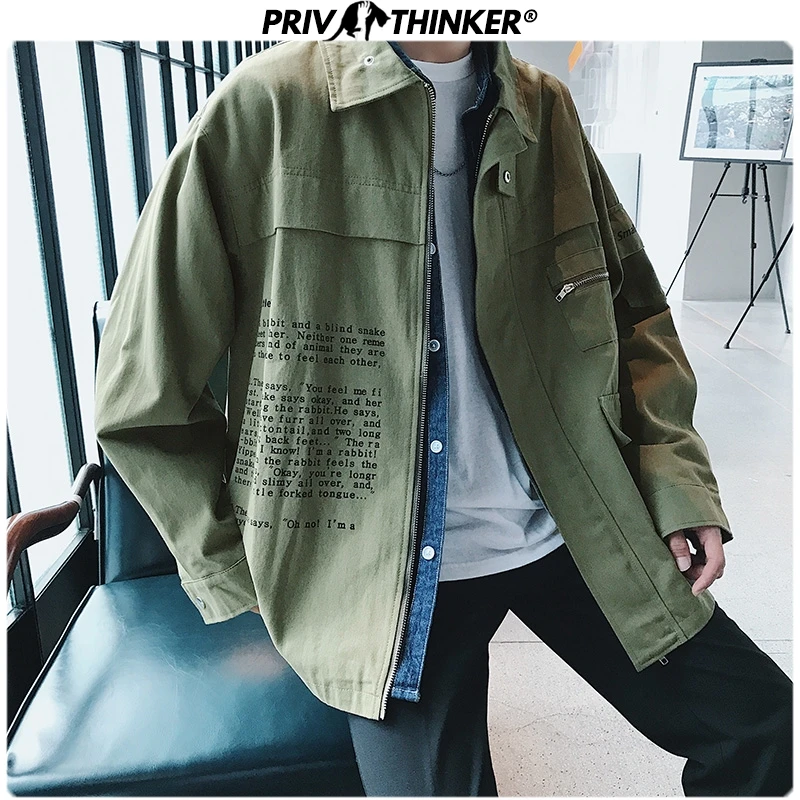 Privathinker мужской уличный стиль хип-хоп осенняя куртка пальто Мужская Корейская армейская Повседневная куртка с принтом Мужская свободная модная одежда