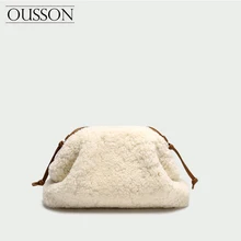 OUSSON, мохнатая сумочка, сумка через плечо, сумка-мессенджер, модный известный роскошный бренд, женский клатч из воловьей кожи, кошелек, сумка для ключей для телефона