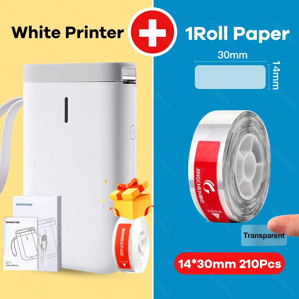 pocket printers Niimbot D11 Label Sticker Printer Mini Wireless Machine with Transpatent Label Sticker Paper Replacement Paper roll Color White mini printer cheap Printers