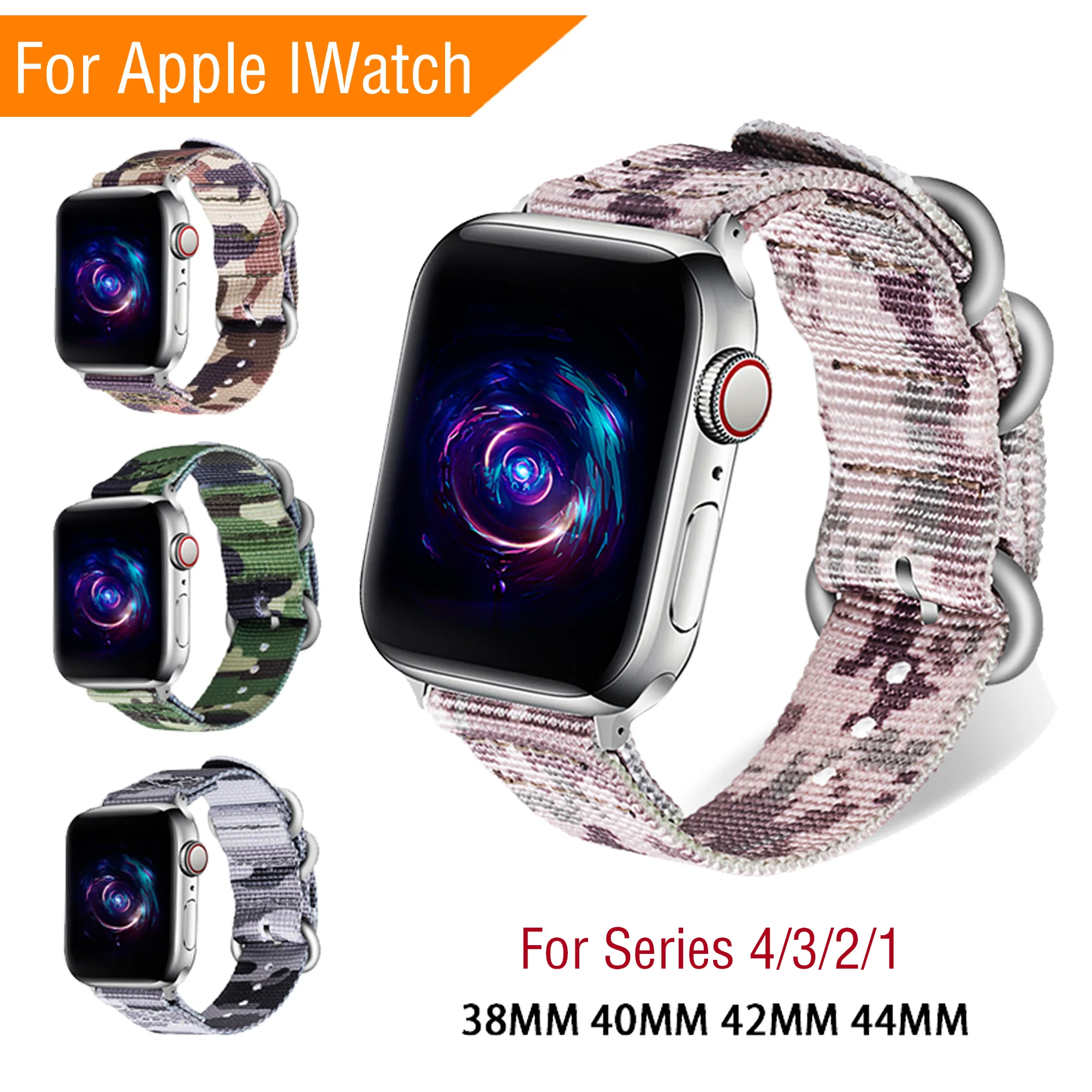 

Mijobs Nylon Strap for Iwatch Replacement Wristband Strap for Apple Watch Series 4/3/2/1 38MM 40MM 42MM 44MM Fashion Camouflage