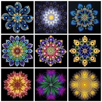 

HUACAN Diamond Painting Mosaic Mandala Full Drill Diamond Embroidery Flower Cross Stitch Decor For Home New Arrival