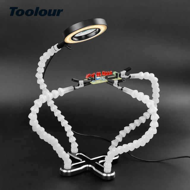 Toolour Soldering Station with 4pc Flexible Arms Soldering Iron Holder