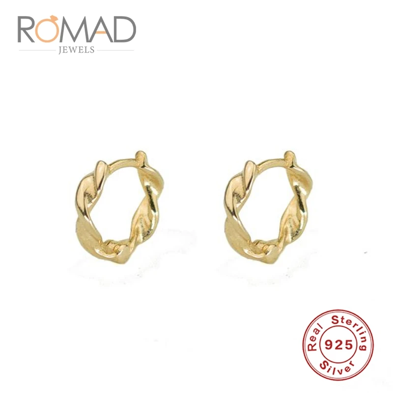 Оригинальные открытые серьги Romad с витой проволокой серебряные кольца без