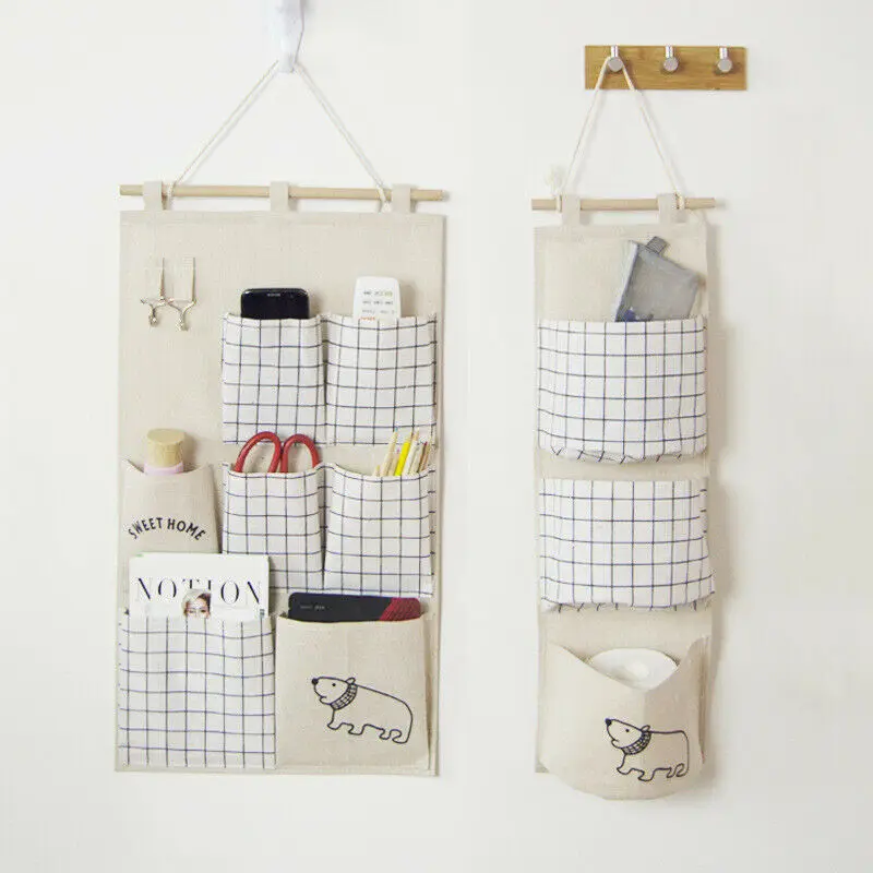 3/7 Pockets Cotton Hanging Organizer Pockets Multilayer Fashion Wall