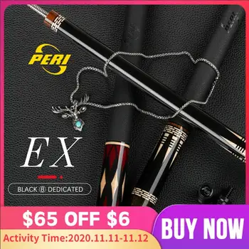 

PERI EX6/10 Billar Pool Cue 12.75mm Black Ice Tip Stick Canadian Maple litchi Grain Leather Wrap Level 18 Python Pattern Joint