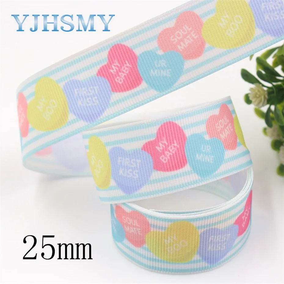 I-191007-2420 YJHSMY, I-191007-2389, 38 мм 10 ярдов любовь корсажные ленты, Свадебная вечеринка украшения лук кепки DIY аксессуары украшения материал - Цвет: I-191007-2420