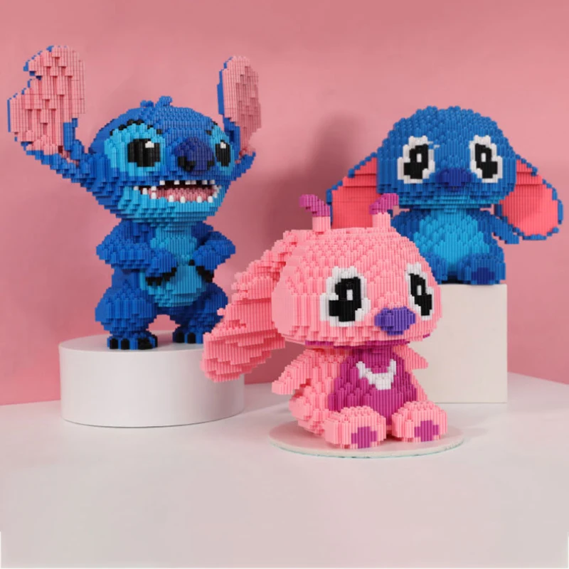 Disney Lilo Stitch Blok Bangunan DIY Gambar Model Mainan Anak-anak