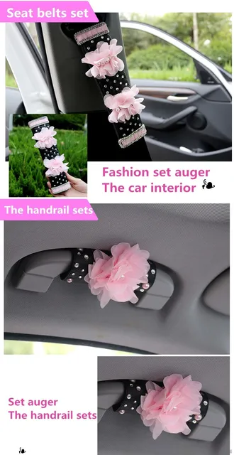 Ensemble D'accessoires De Décoration D'intérieur De Voiture, Violet, Pour  Femmes, Filles, Housse De Roue En Soie, Ceinture De Sécurité, Levier De  Frein À Main - Directeur Couvre - AliExpress