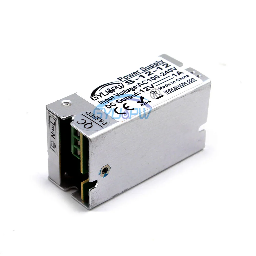 Мини размер импульсный источник питания DC 12V 1A 12W адаптер трансформатор 100 240V AC к
