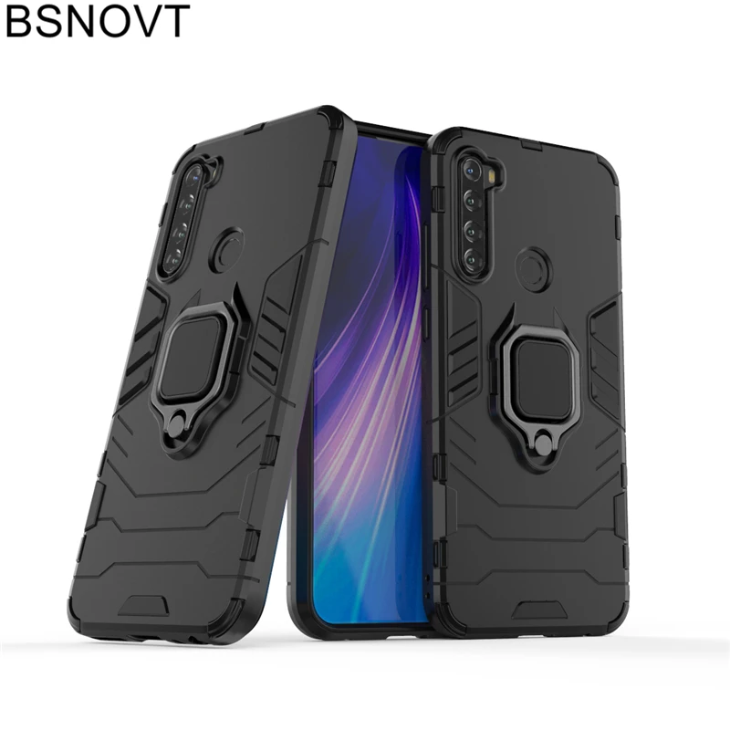 Чехол для Xiaomi Redmi Note 8T магнитный армированный противоударный чехол с кольцом на