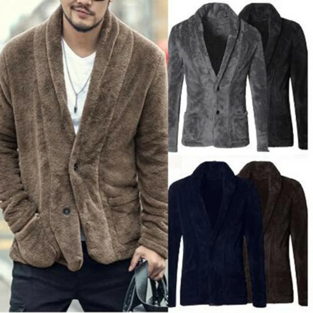 Зимнее пальто для мужчин, одноцветное, длинный рукав, искусственный мех, мужские куртки и пальто, теплое, утолщенное пальто, мужская куртка, пальто для мужчин