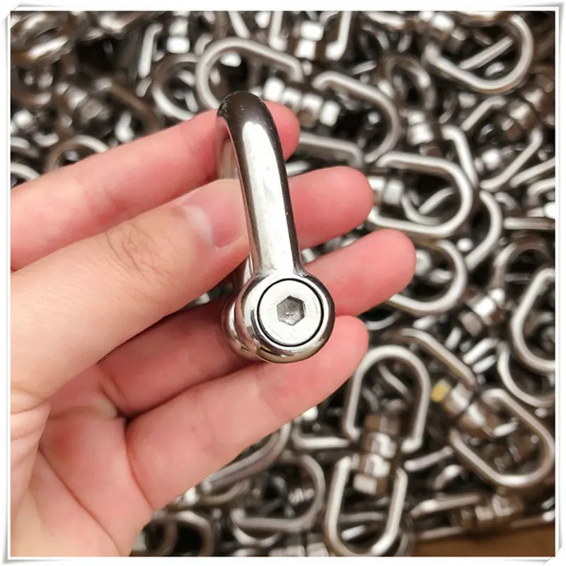 Chain Rigging Hooks Stainless Steel 304 High Tensile M5-M20 HEX Socket Countersunk Pin Dee Type Anchor Shackle