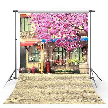 

TAIBO Vinyl Background Photography Coffee Shop and Peach Blossom Background Scene Photo Studio Backdrop Photocall