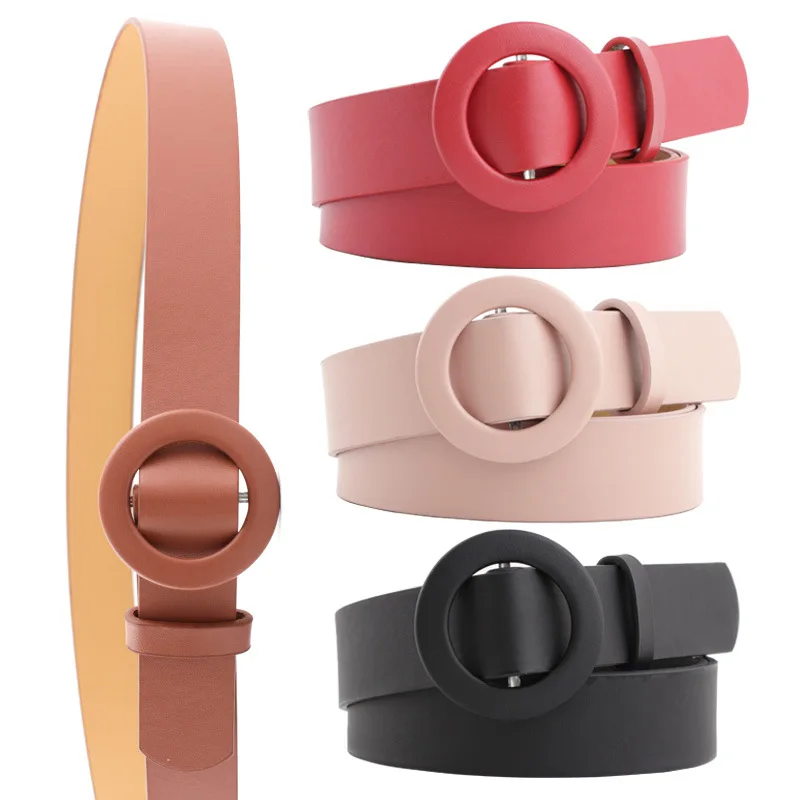

Free shipping new ladies dress fashion pu belt female fashion round buckle needleless belt free punching wild dress pants belt
