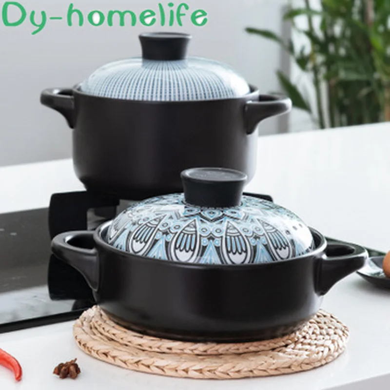 

Japanese-style Underglaze Color Time Casserole Stew Pot Gas Casserole Earthenware Crock Pot Soup Pot Kitchen Household Cooker