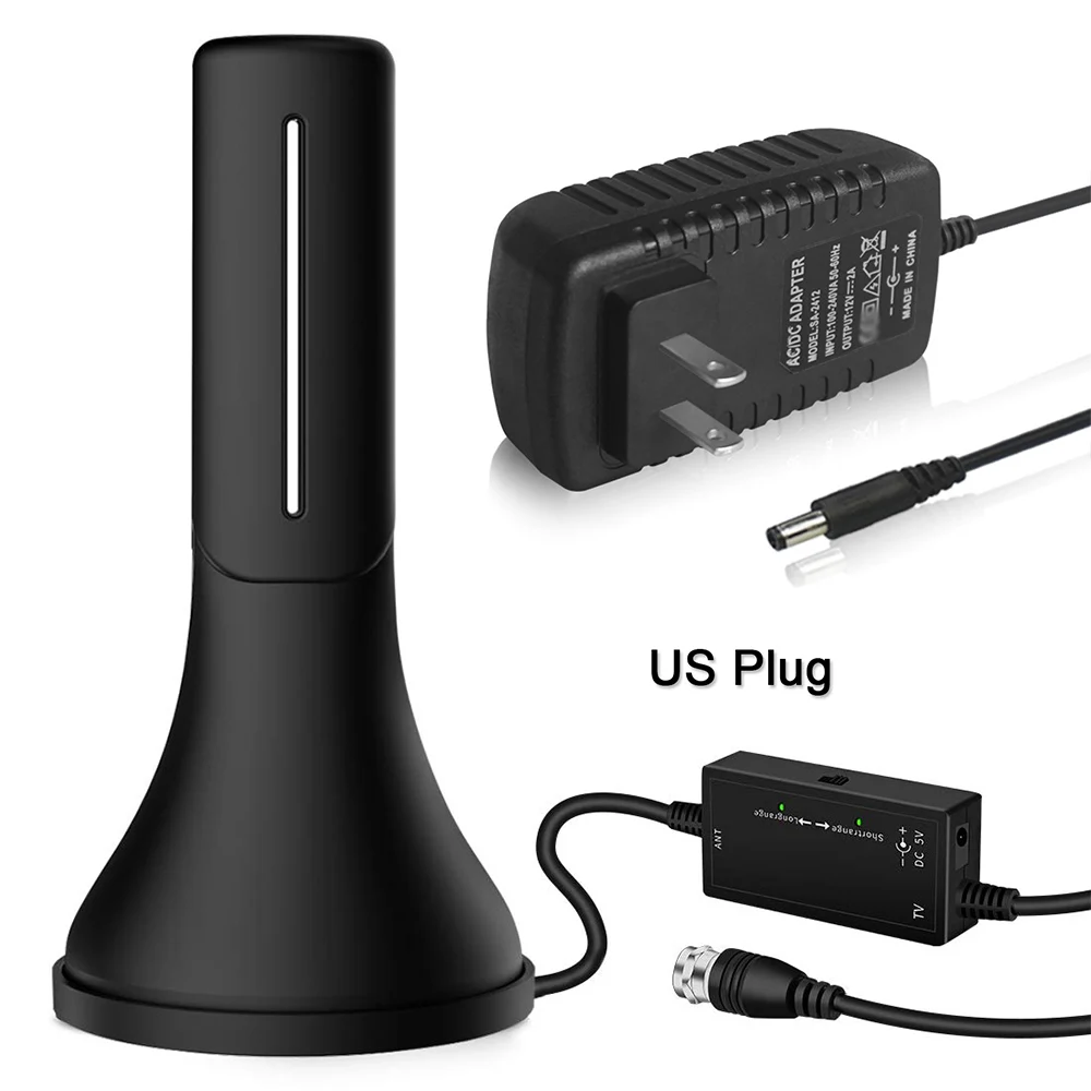 Black US Plug DVB T2 наружная внутренняя HD ТВ антенна с усиленным усилителем сигнала ТВ-тюнер 120 милей диапазон DVB-T2 4K антенна для цифрового ТВ - Цвет: Black US Plug