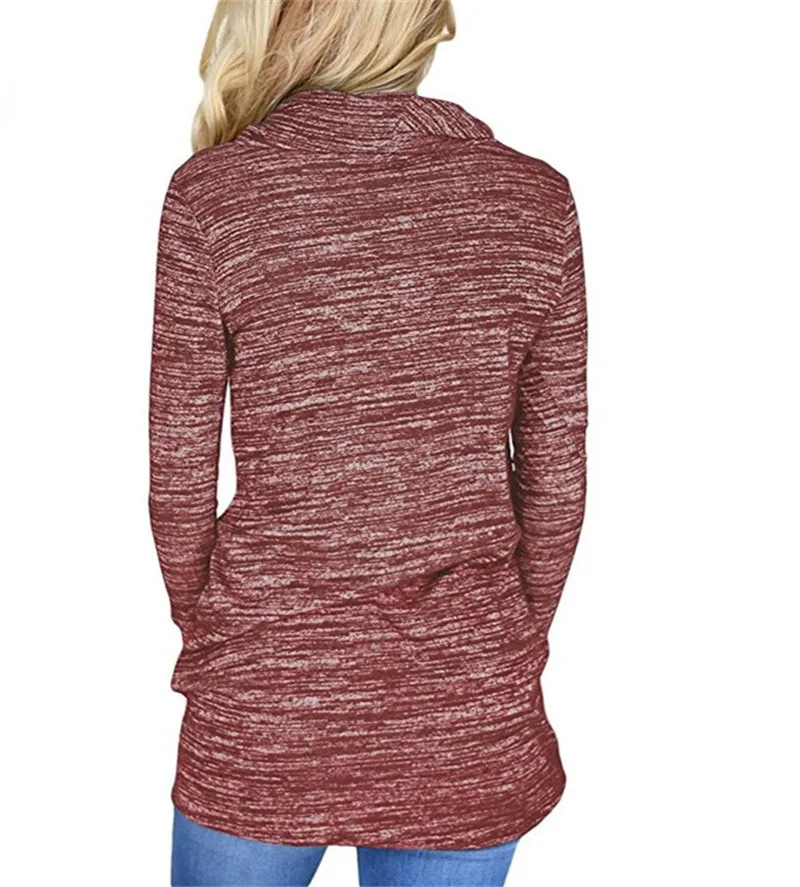 Pile Collar T Shirt Women Casual Printed Long Sleeve Top Streetwear Autumn Front Pocket Loose Top Clothing For Ladies Female New