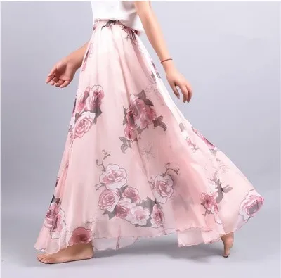 Style Twenty seven Длинная шифоновая юбка в богемном стиле, качественная женская летняя одежда с красочным принтом, пляжная мода, бохо, повседневные элегантные юбки макси - Цвет: Style Twenty seven