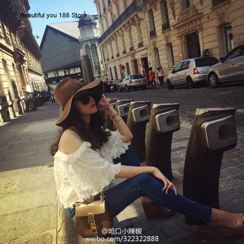 

flounced 2020 Summer new same edge loose shoulder strap short top Fairy