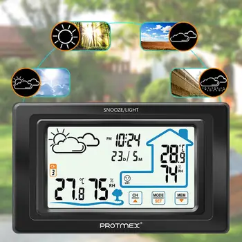 

Global Universal Weather Forecast Alarm Clock Touch Thermometer and Hygrometer Temperature Humidity Measurement Meter