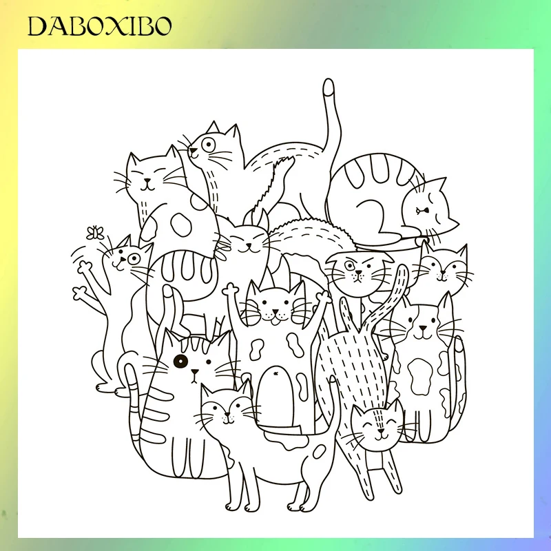 DABOXIBO A bunch Of Playing Cats Clear Stamps For DIY Scrapbooking/Card Making/Photo Album Silicone Decorative Crafts 13X13 | Дом и сад