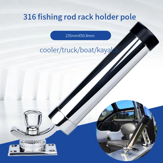 Marine Hardware Railing Stainless Steel 50.5MM Adjustable Fishing Rod  Holder Rectangular Bottom - AliExpress