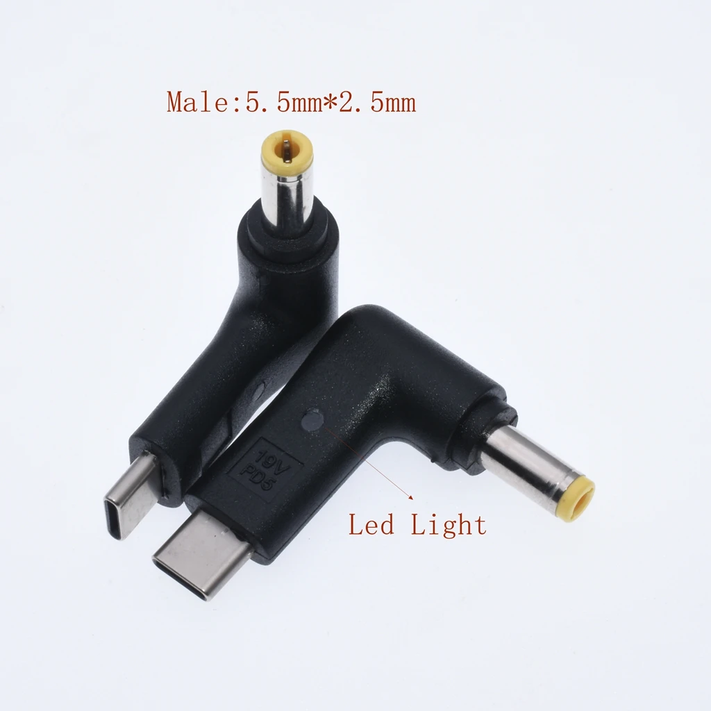 5.5-2.5mm 19V Usb type C PD разъем Dc адаптер питания с светодиодный светильник конвертер om 20 Pluggen Man для lenovo Asus Dell hp зарядное устройство для ноутбука - Цвет: 5.5-2.5mm 19V