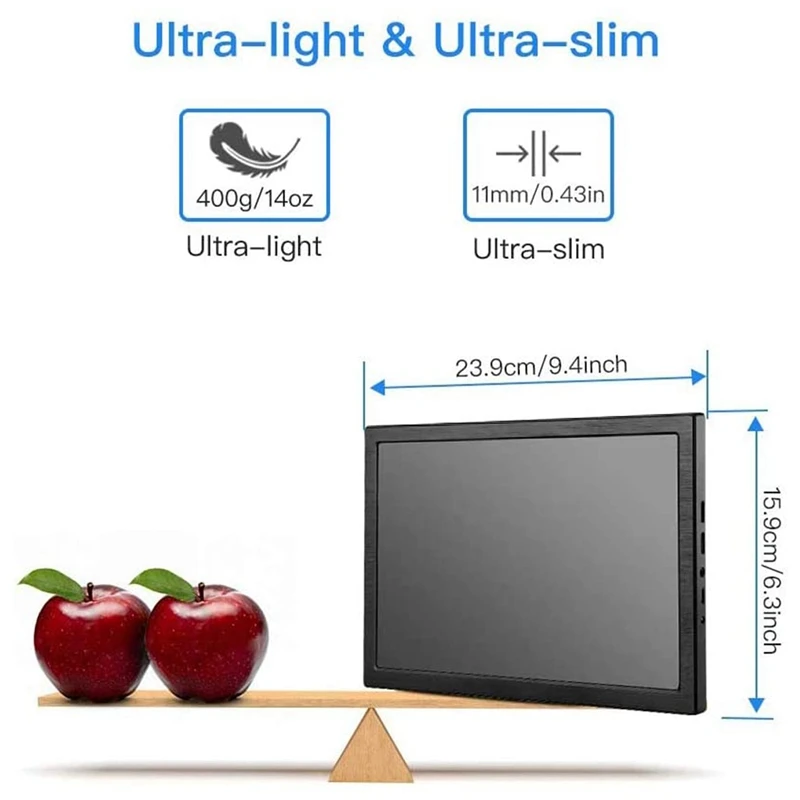 Portable HDMI Gaming Monitor 10 Inch IPS Portable Second Sn 2560X1600 High Resolution for PS4 for PC Laptop