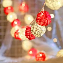 QYJSD светодиодный светильник, наружные Ротанговые гирлянды с шариками светильник, гирлянда для дома, новогодний декор, украшение для свадьбы, спальни, рождественской елки