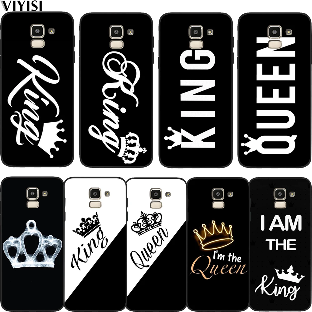 Чехол с принтом в виде короны и надписи King Queen для Samsung Galaxy A7 2018 A10 A20 A30 A40 A50 A60 A70 A6 A8 A5