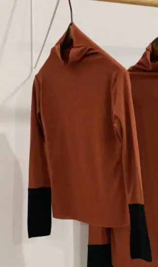 Осенняя футболка для маленьких девочек, футболки с длинными рукавами для девочек, мягкие однотонные футболки для мальчиков, хлопковые футболки ярких цветов для мамы - Цвет: brown