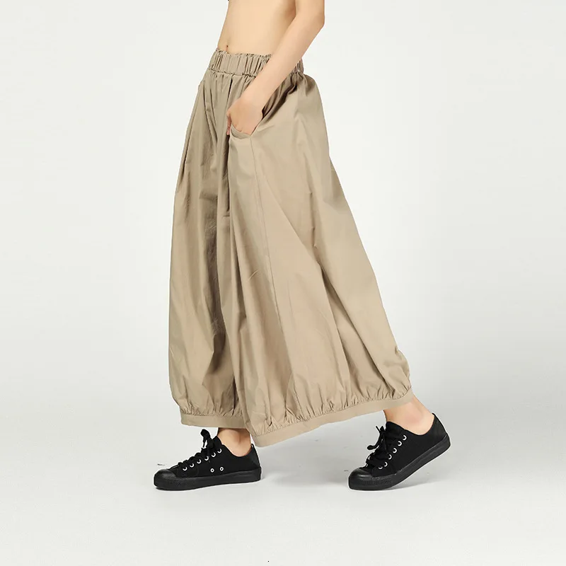 LANMREM новые летние штаны длиной до щиколотки, модные женские винтажные свободные эластичные штаны с широкими штанинами, Vestido ZA458