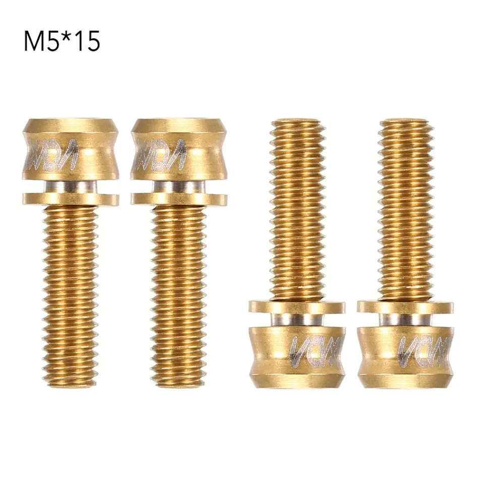 Gold M5x15 Сверхлегкий велосипедный титановый сплав крепежные винты аксессуары циклическая застежки 4 шт. велосипедный велосипед стержневые винты шестигранные болты - Цвет: Gold M5x15