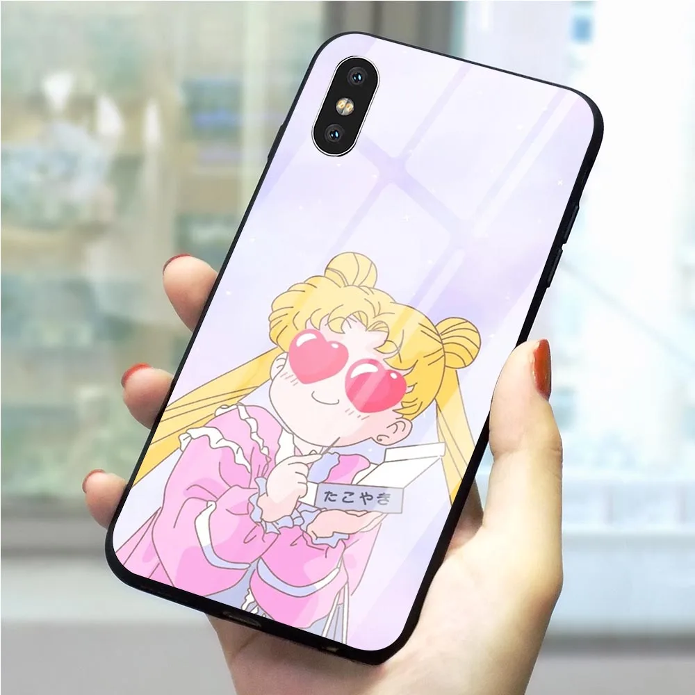 

Sailor Moon Phone Cover for iPhone 8 Plus Case Xs Max XR X 5 5S SE 6 6S 7 Plus Tempered Glass 11 pro