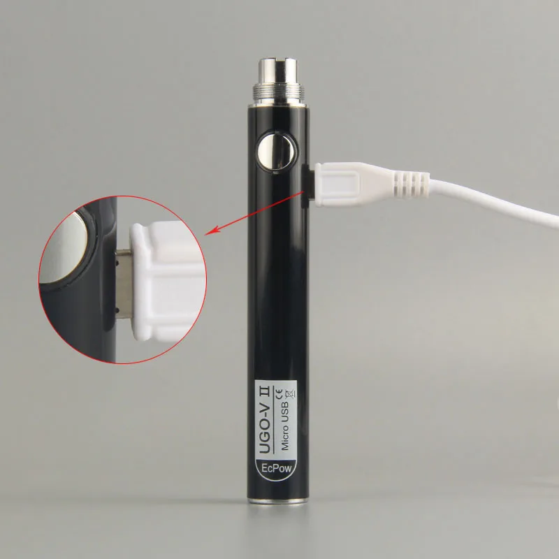 1 шт. подлинный UGO-V II 2 электронная сигарета vaporizador 650/900mah evod vaper электронная сигарета 510 нить для mt3 ego ce4 ecigs - Цвет: Черный
