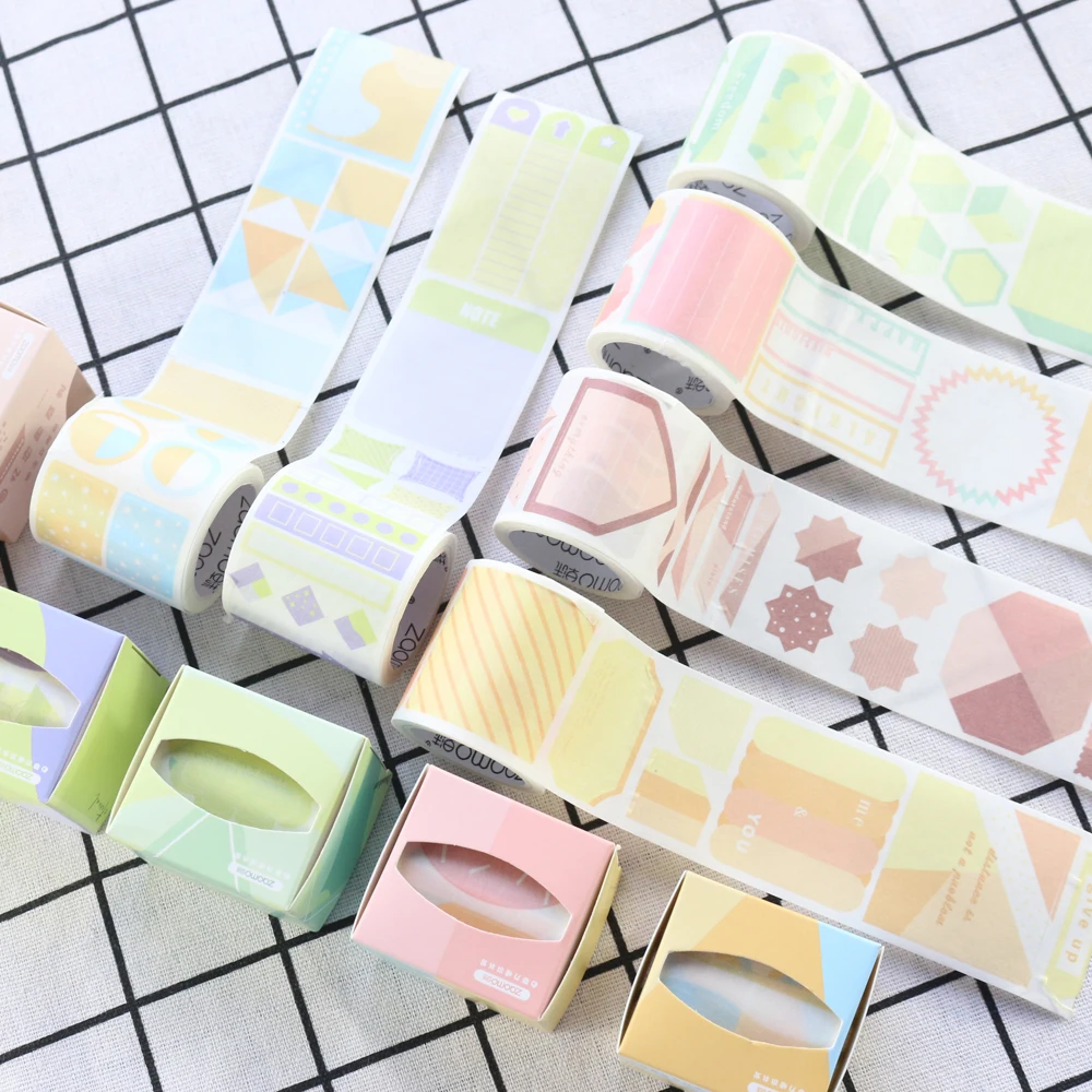 Domikee New cute candy colored office school label washi tapes for