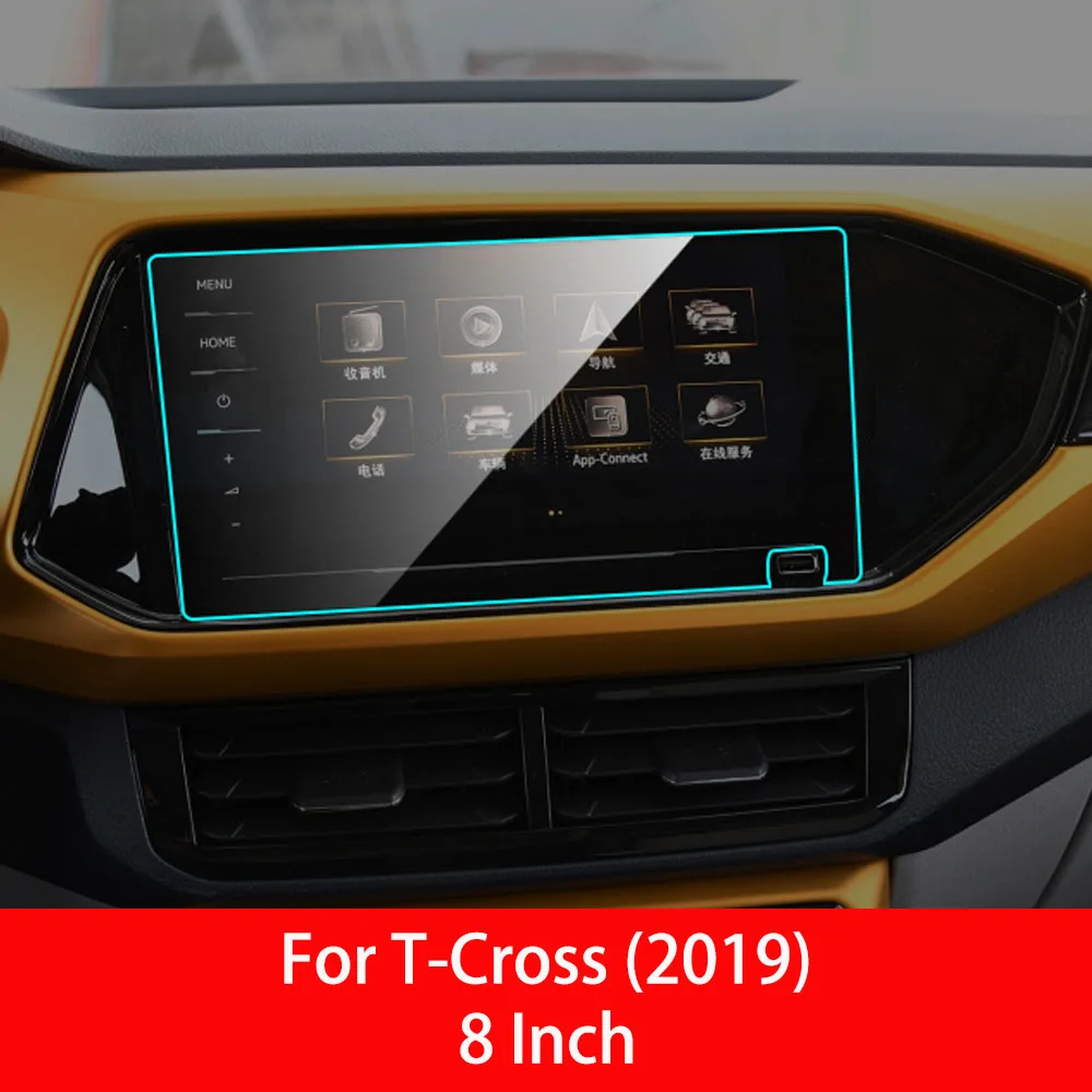 Автомобильный gps навигационный экран протектор для Volkswagen VW T-Cross авто Интерьер 9H защитная пленка из закаленного стекла автомобильные аксессуары - Название цвета: For T-Cross 8inch