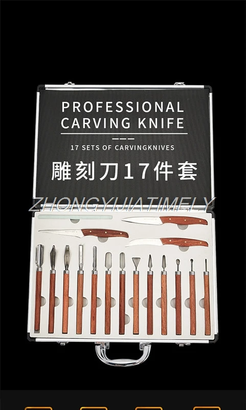 17PCS per set Нож для вырезания шеф-повара, нож для вырезания шеф-повара, специальный инструмент шеф-повара, набор ножей для вырезания фруктов - Цвет: 17PCS per set