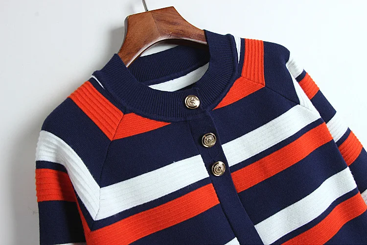 Женский однобортный Кардиган в полоску брендовый вязаный кардиган верхняя