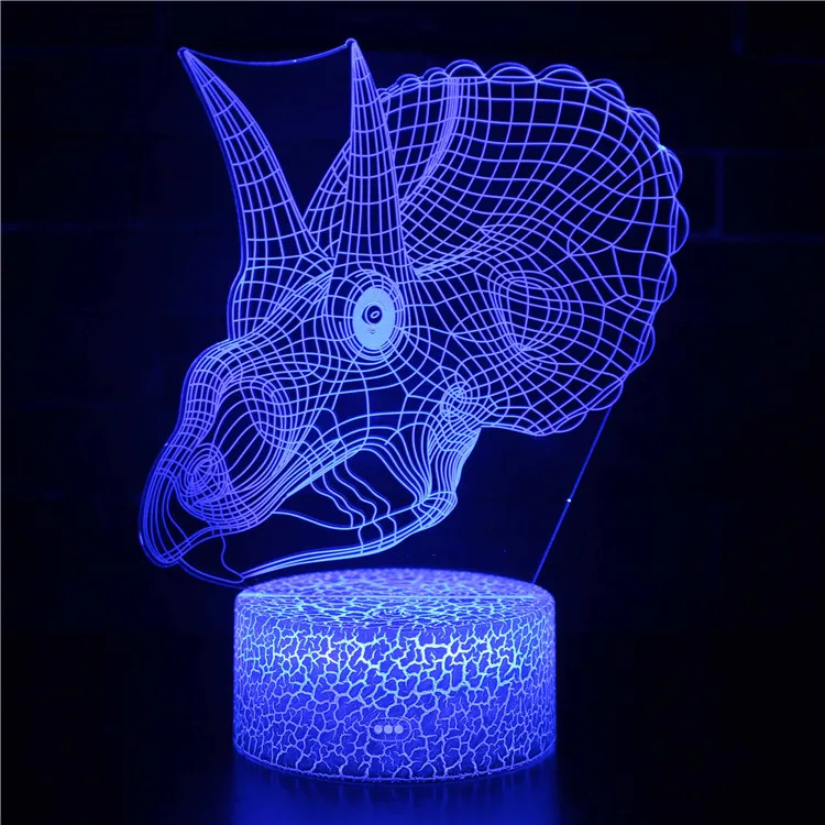 Ночники светодиодные в виде динозавра 3D лампа милая игрушка подарок 7 цветная