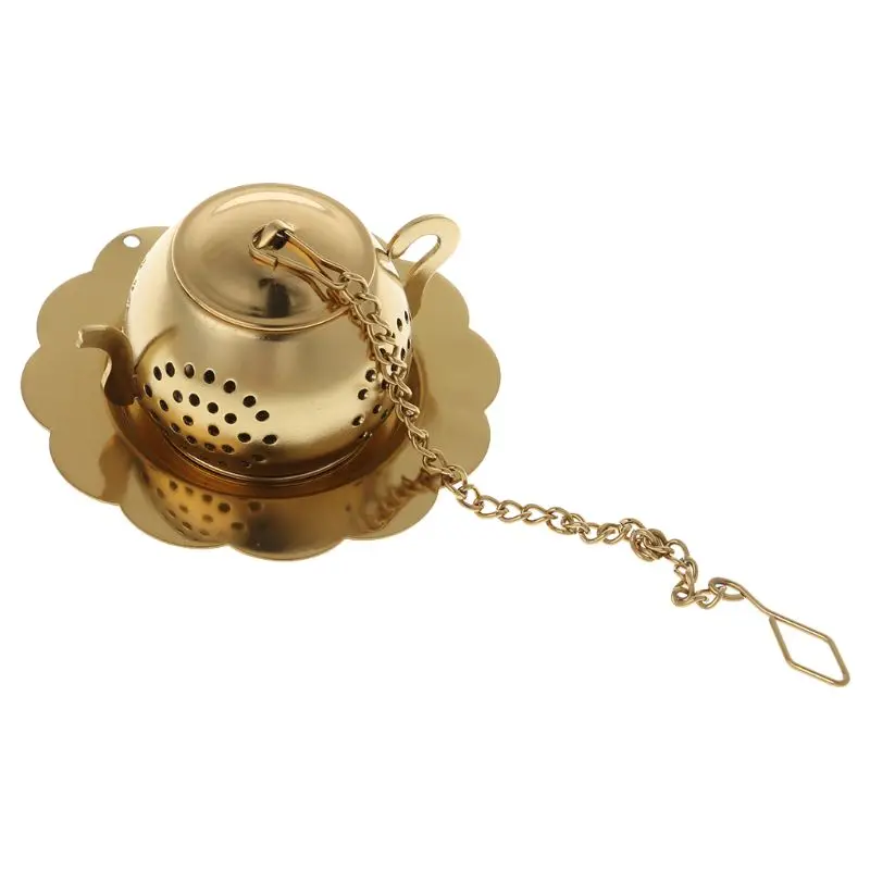 Reusable Stainless Steel Loose Leaf Tea Ball Spice Strainer Infuser Filter Herbal With Lid Kitchen Accessories E65B - Color: 4