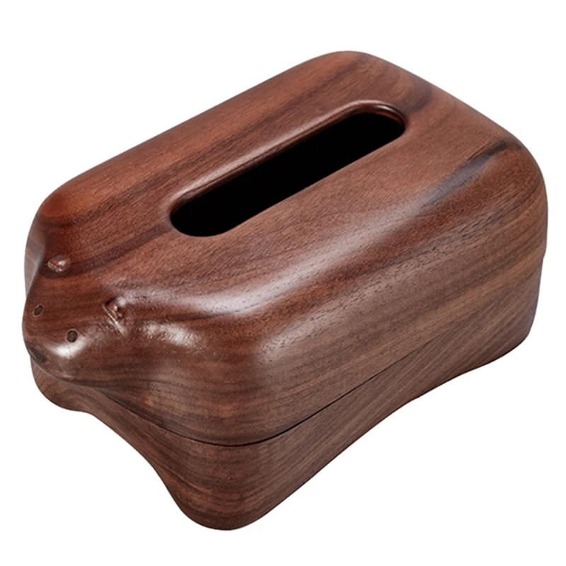 

1Pcs Desktop Storage Tissue Box Black Walnut Tray Napkin Case Cover